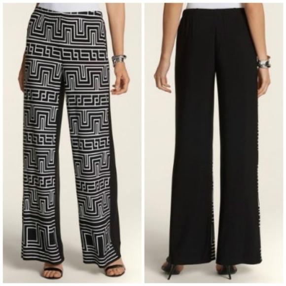 Chico S Pants Jumpsuits Chicos Knit Kit Greek Key Palazzo Pants Poshmark